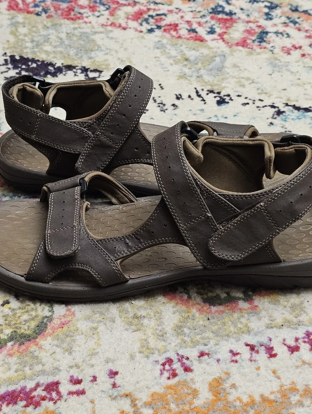 Vionic Mick Men's Size 14 Brown Hiking Sandals Adjustable Comfort Support Shoes
